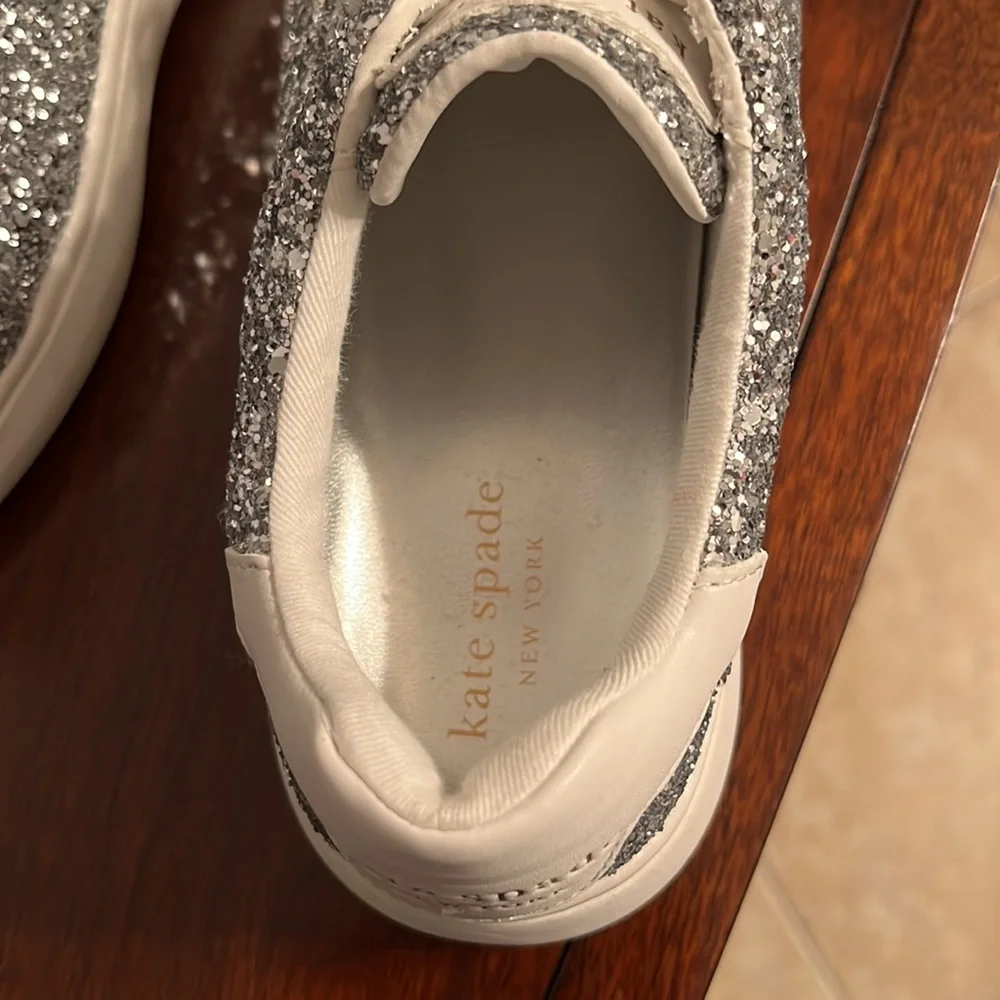 Kate Spade New York Lift Glitter Sneaker Silver Size 7